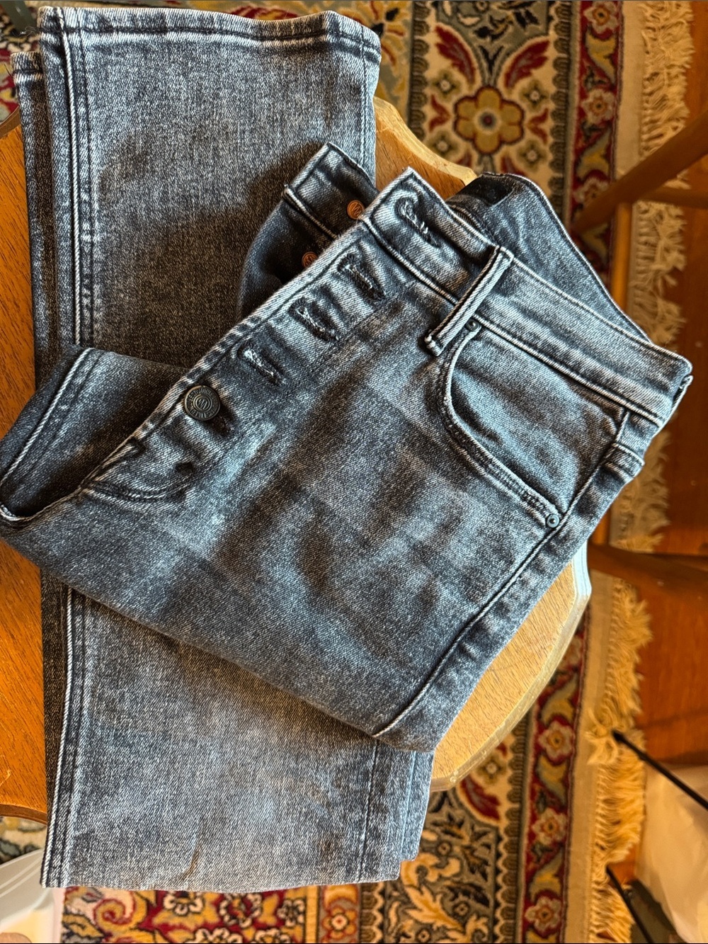 New! MOTHER The Pixie Dazzler Skimp in Train Stops Black Acid Stretch Slim